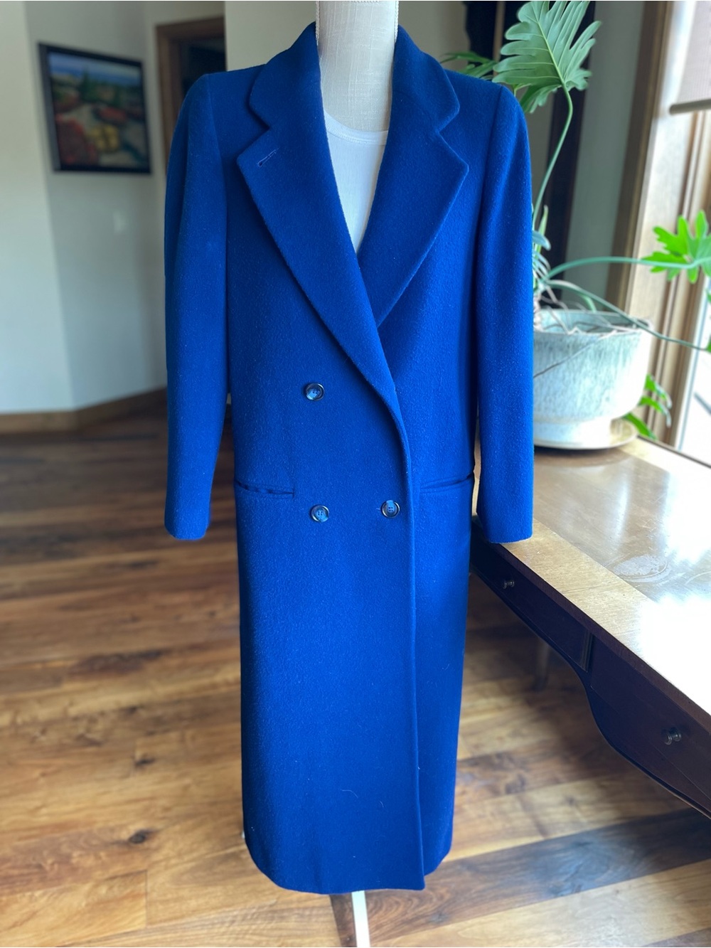 Vintage Deep Blue Double-Breasted Pea Coat